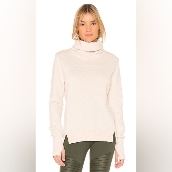 ALO YOGA Women's Haze Turtleneck Sweatshirt Size S Pullover In Cream - Picture 1 of 7
